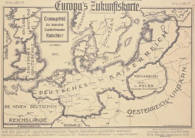 Ein verblasstes frühes 20. Jahrhundert-Karte von Europa, die das Gebiet der Europäischen Union mit handschriftlichen Anmerkungen auf dem Papier umreißt.