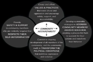 Diagramm, das die Gemeinschaftsverantwortung mit drei miteinander verbundenen Komponenten illustriert, die in fetter Schrift innerhalb überlappender Kreise beschriftet sind.