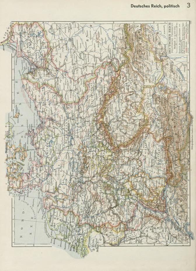 Karte von Deutschland aus dem 19. Jahrhundert, die historische politische Grenzen zeigt, auf altem Papier gedruckt mit Text oben und unten.